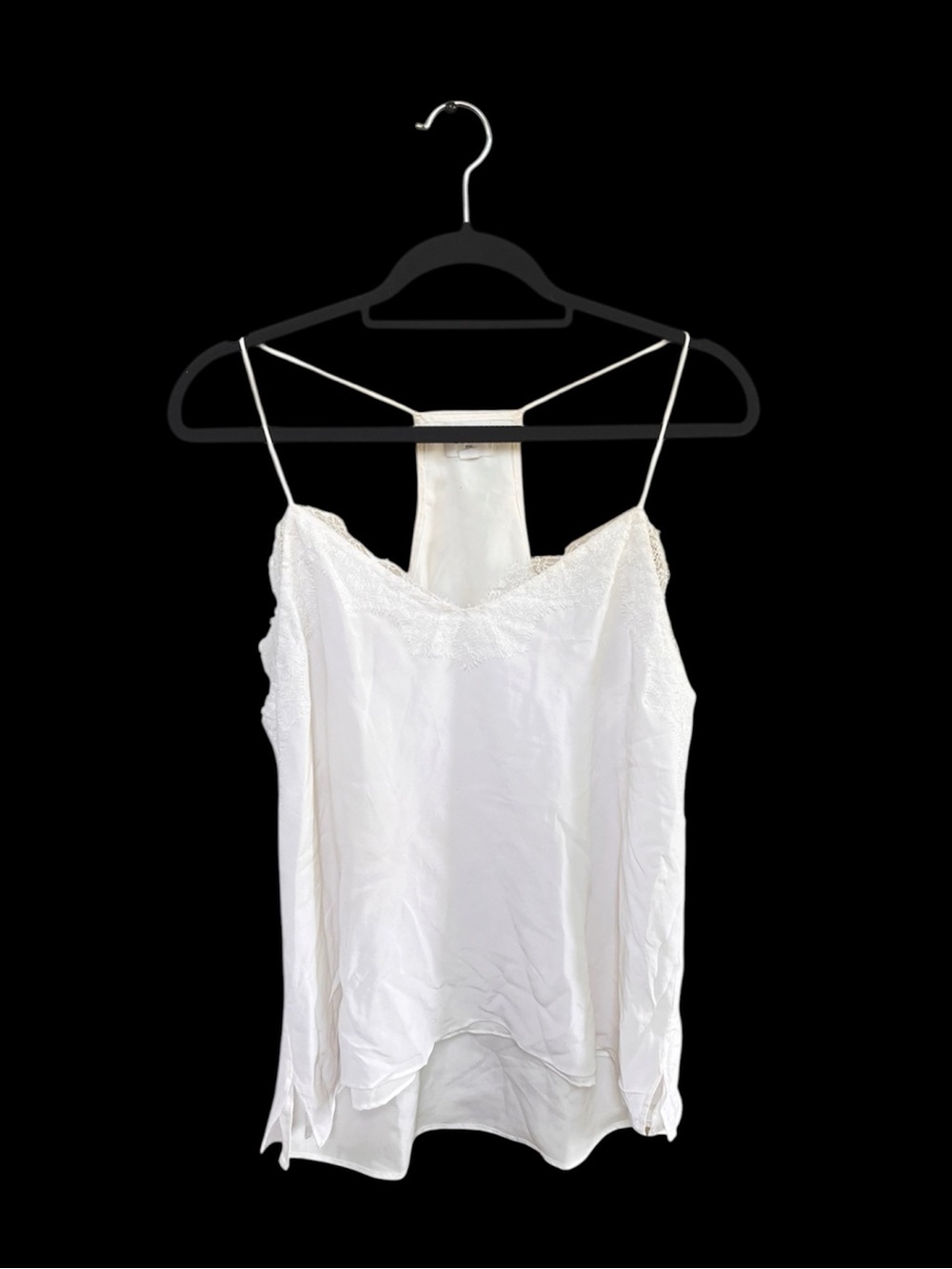 Cami NYC White Satin Lace-Trim Camisole
